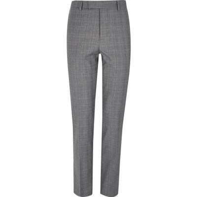 Grey checked suit trousers